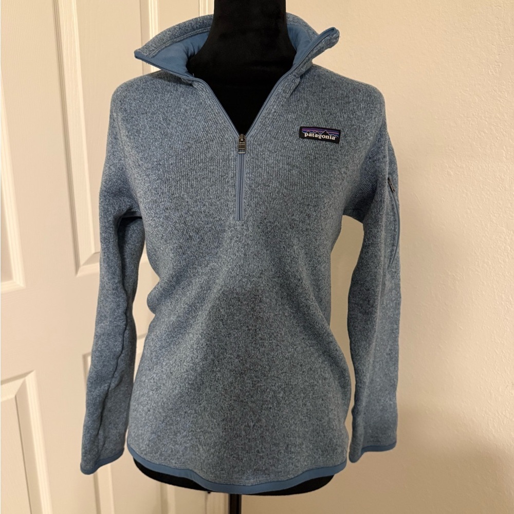 Patagonia Women's Heathered Slate-Blue Half-Zip Turtleneck - Better Sweater
